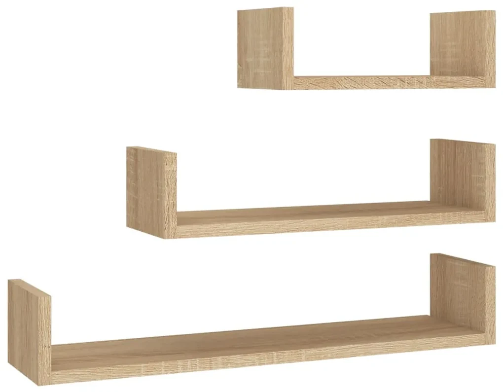 vidaXL Wandschappen 3 st bewerkt hout sonoma eikenkleurig