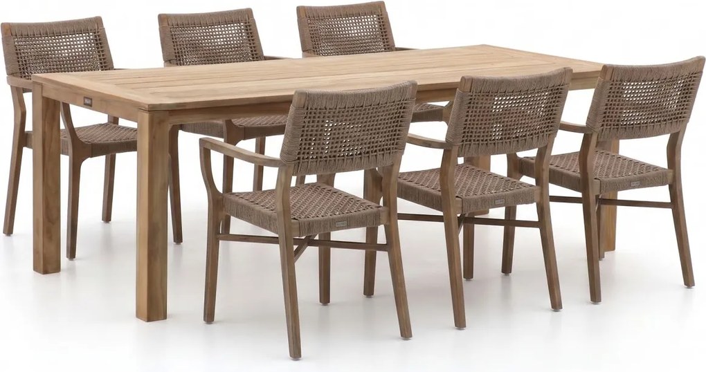 Diningset ROUGH  | 6 personen teakhout | Tuinset stapelbaar | 7-delig | Kees Smit Tuinmeubelen
