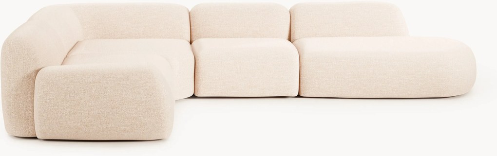 Modulaire bouclé XL hoekbank Wolke met chaise longue