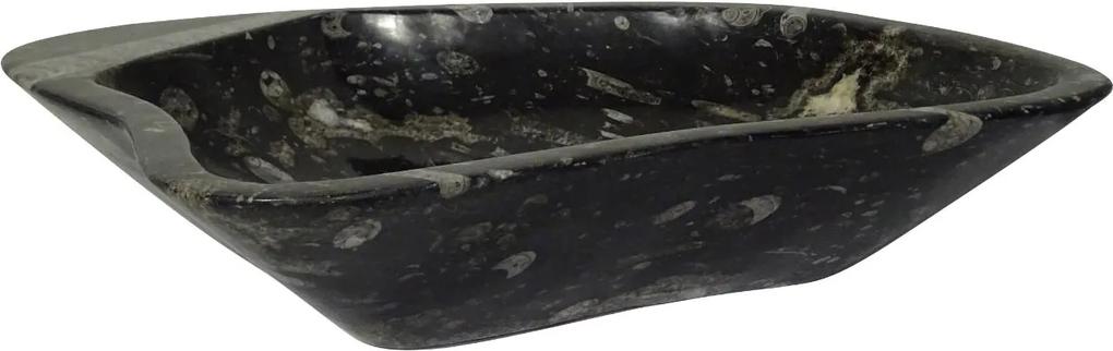 Zwart marmeren waskom | Eeuwenoud Orthoceras Fossiel | 44 x 62 x 11 cm
