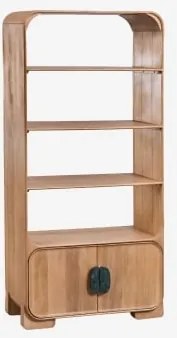Kivalina 190 Cm Boekenplank Van Mangohout En Natuursteen Udaipur Groen Marmer - Mangohout - Sklum