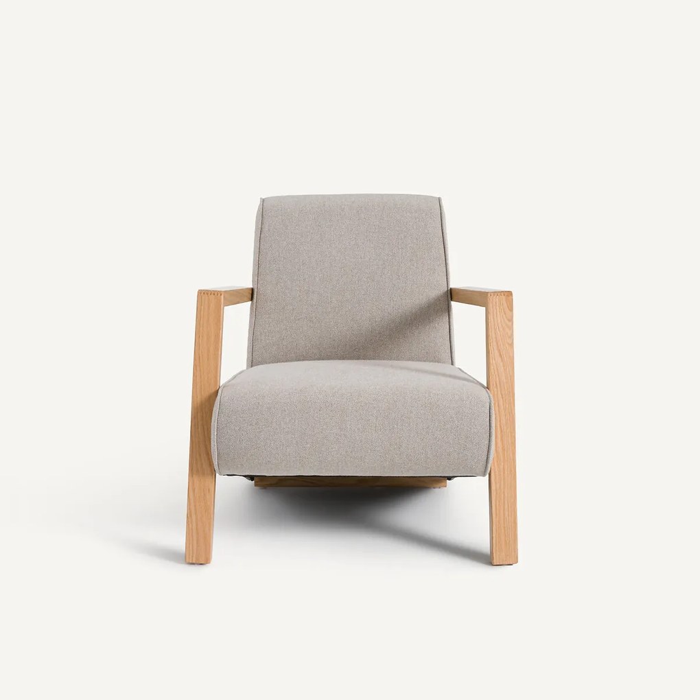 Fauteuil met 42% wollen stof en eiken Sanami poten