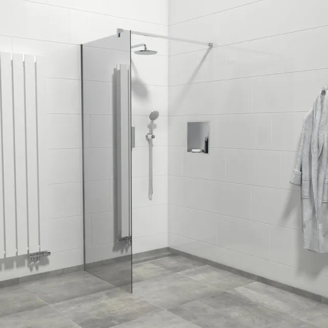 Marenza Bellini Inloopdouche - 80x200cm - veiligheidsglas - spiegel buitenzijde - anti kalk - chroom WR80-C/M