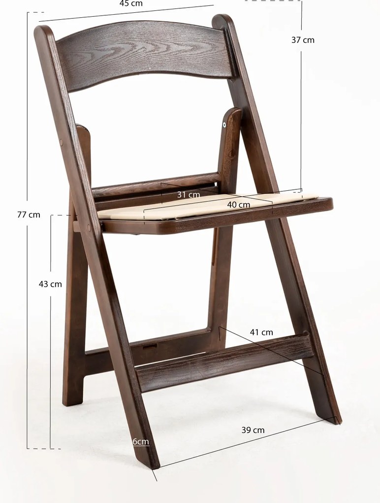 Pak 4 opvouwbare Gala stoelen met kussen met houteffect