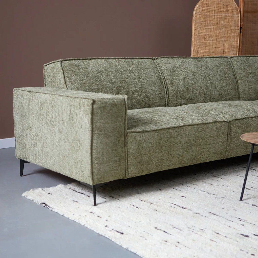 PEPP Interiors River Moderne Hoekbank Groene Stof Ottoman Rechts Idesin Majestic 607