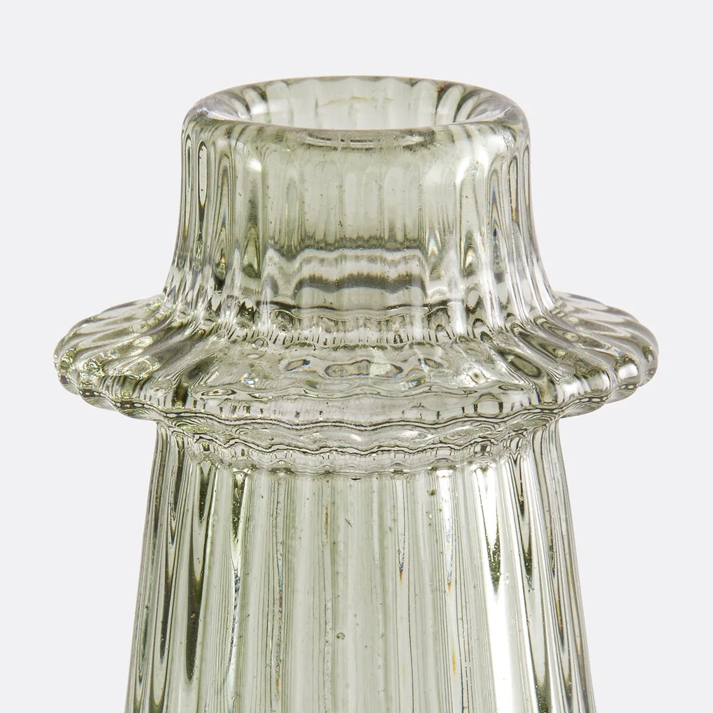 Kandelaar in gekleurd geribbeld glas, H6,8 cm, Sabri