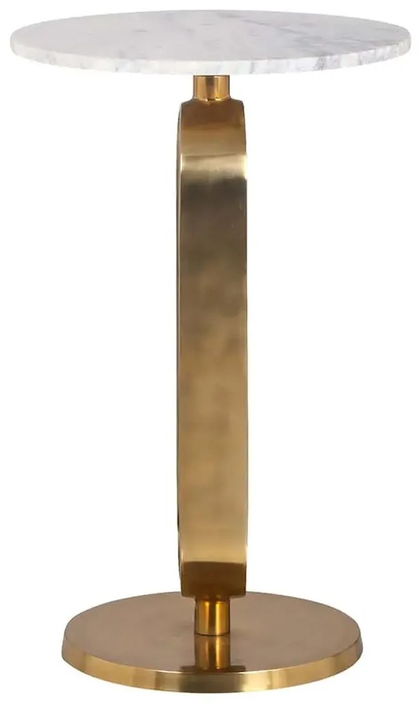 Richmond Interiors Celine Bijzettafel Goud Met Wit Marmer - 40 X 40cm.