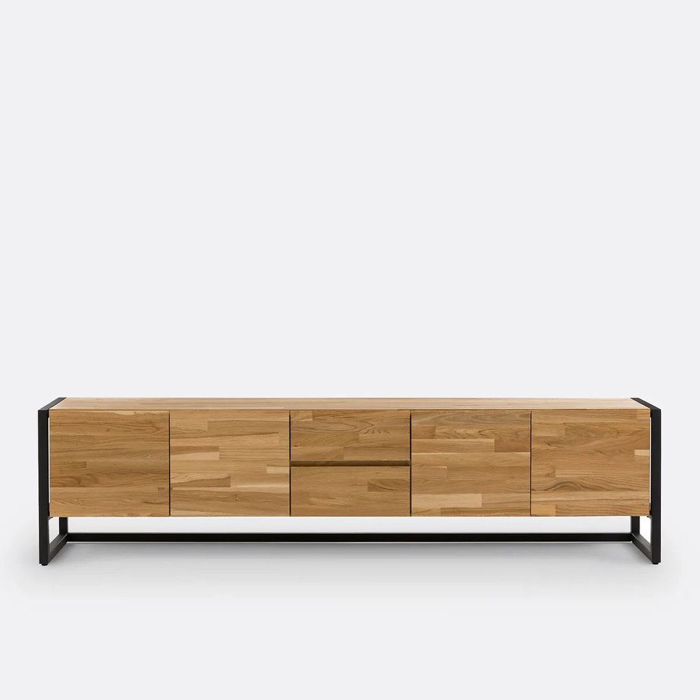 TV/hifi-meubel in eikenhout en fineer, L200 cm, Hiba