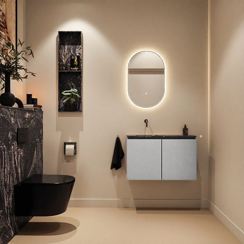 Mondiaz Ture DLux toiletmeubel 80cm plata met wastafel lava links zonder kraangat