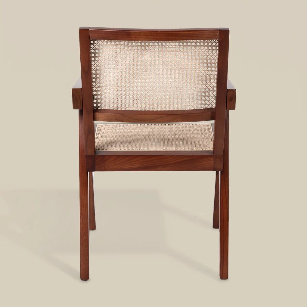 Rotan Stoel Met Armleuningen Walnoot