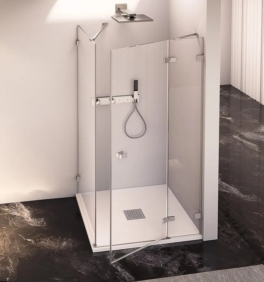 Polysan Fortis Edge hoekcabine met draaideur rechts helder glas 120x80cm chroom