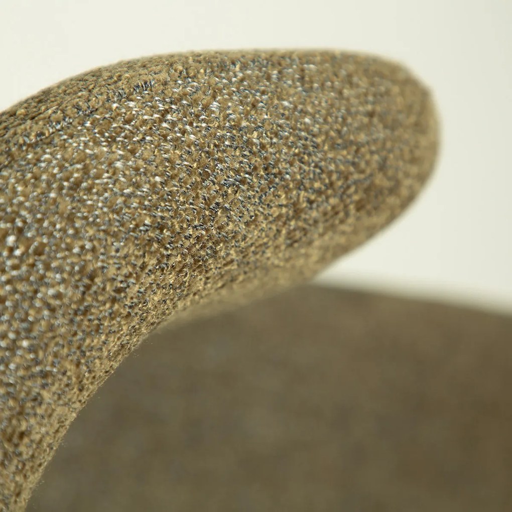Dan-Form Glam Swivel Draaibare Eetkamerstoel Boucle Dark Olive Groen