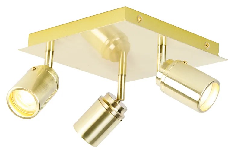 Moderne badkamer spot messing vierkant 3-lichts IP44 - Ducha