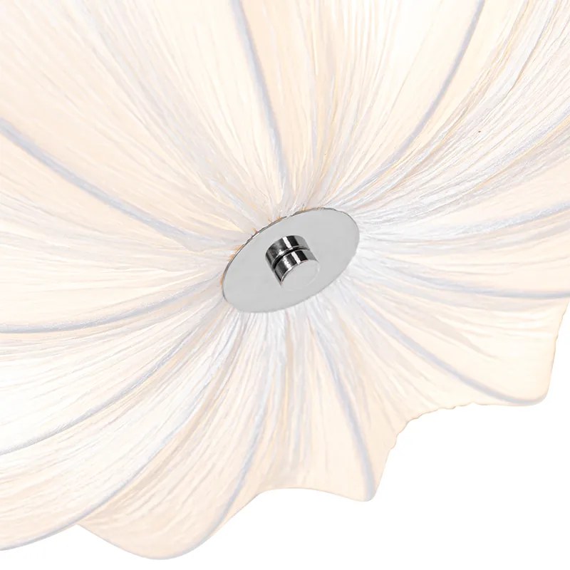 Japandi plafondlamp wit zijden 52cm 3-lichts - Plu