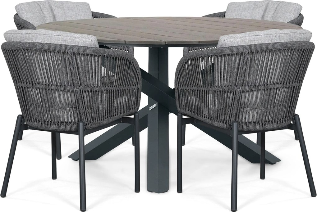 Tuinset 4 personen 125 cm Rope Grijs Lifestyle Garden Furniture Monaco/Ancona