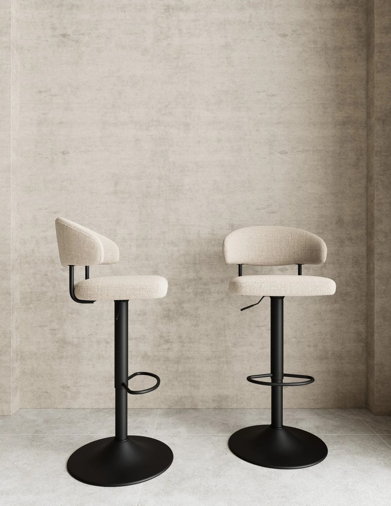 Mazzoni IRIS Beige (stof Basel 24)/zwarte poot - GESTOFFEERDE BARKRUK VOOR KEUKEN/BAR