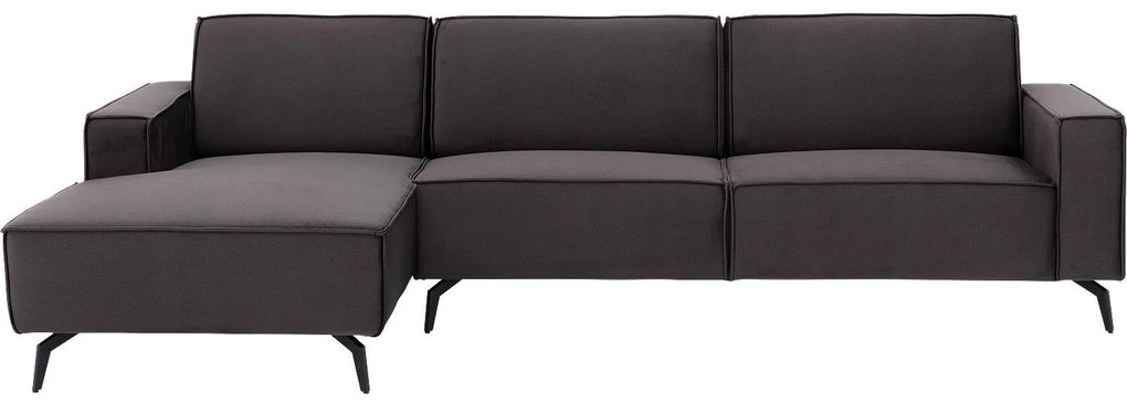 Goossens Hoekbank Hercules antraciet, stof, 2,5-zits, modern design met chaise longue links