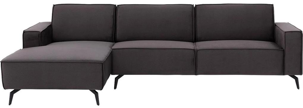 Goossens Hoekbank Hercules antraciet, stof, 2-zits, modern design met chaise longue links