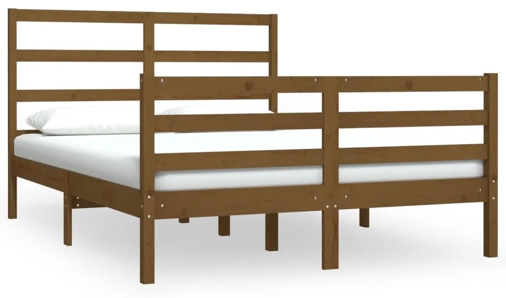 vidaXL Bedframe grenenhout honingbruin 150x200 cm 5FT King Size