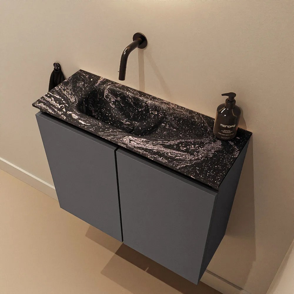 Mondiaz Ture DLux toiletmeubel 60cm dark grey met wastafel lava links zonder kraangat