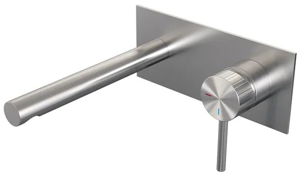 BRAUER Stripe Inbouw Wastafelmengkraan - rechte uitloop en afdekplaat model A1 - RVS-kleurig geborsteld PVD 5-NG-330