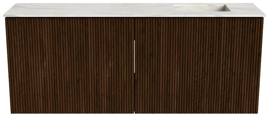 Mondiaz Joya DLux 100cm toiletmeubel walnut met wastafel faye rechts zonder kraangat ostra