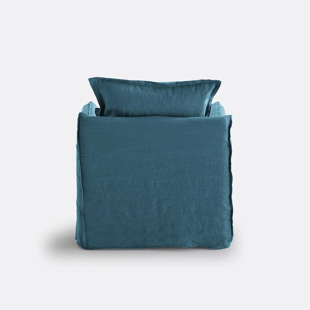 Fauteuil, afneembare hoezen, in gekreukt linnen, Odna