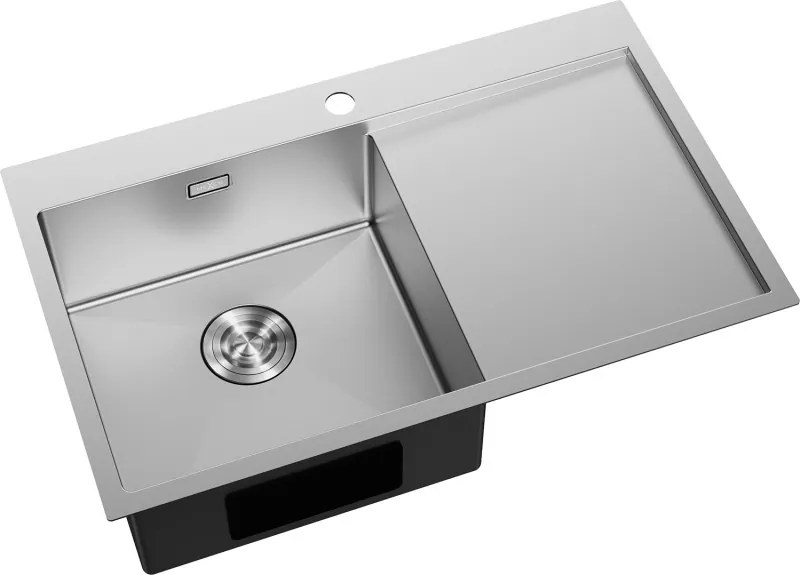 Mexen Exar 1-compartiment roestvrijstalen spoelbak met afdruiprek, links 780 x 480 mm, inox - 6433781010L-01