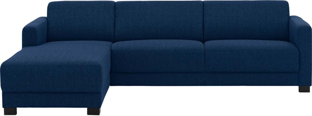 Goossens Hoekbank My Style Met Chaise Longue Stof Grof Geweven blauw, stof, 3-zits, stijlvol landelijk met chaise longue links