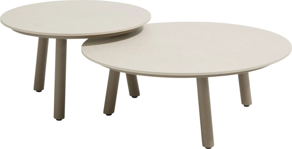 Salute ronde lounge tuintafels set van 2 ceramic oyster mocca Taste 4SO
