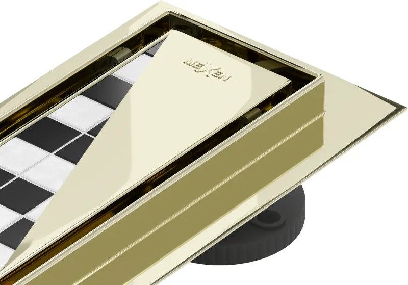 Mexen Flat 360° M13 draaibare lijnafvoer 2-in-1 100 cm, goud - 1510100-40