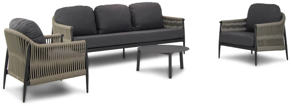 Stoel en Bank Loungeset 5 personen Rope Taupe Coco Lucia/Rimini