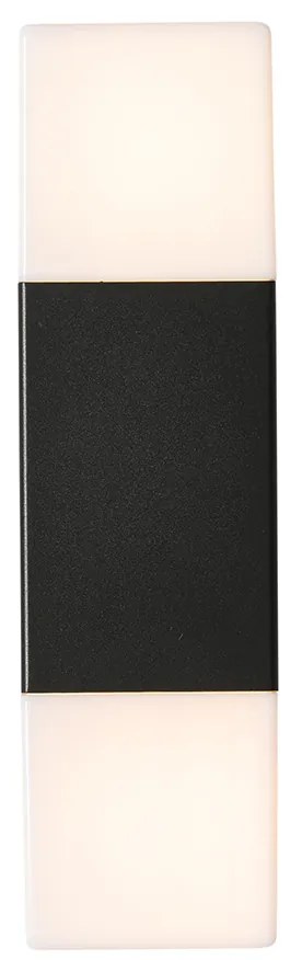 Buiten wandlamp zwart met opale kap 2-lichts IP44 - Denmark