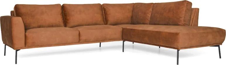 Loungebank Tulp chaise longue rechts | leer Colorado cognac 03 | 2,70 x 2,24 mtr breed