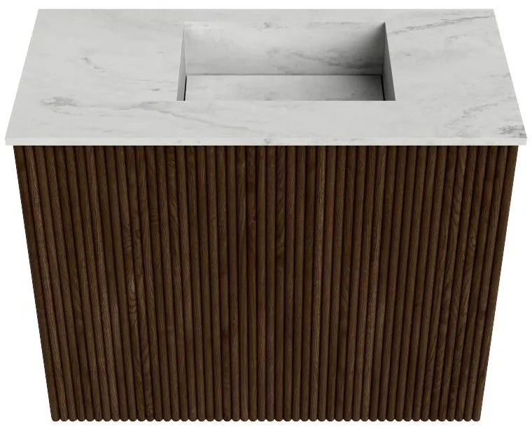 Mondiaz Joya DLux 50cm toiletmeubel walnut met wastafel faye rechts zonder kraangat opalo