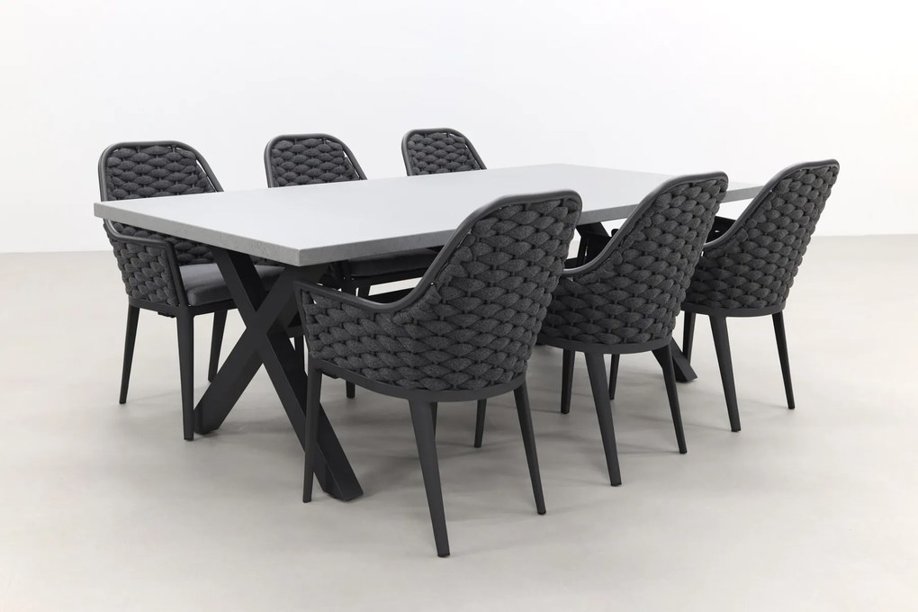 Lucca dark grey/Verona antraciet 220 cm. tuinset - 7-delig