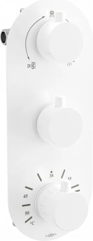 Mexen Kai thermostatische bad-douchekraan met 3 uitgangen, wit - 77603-20