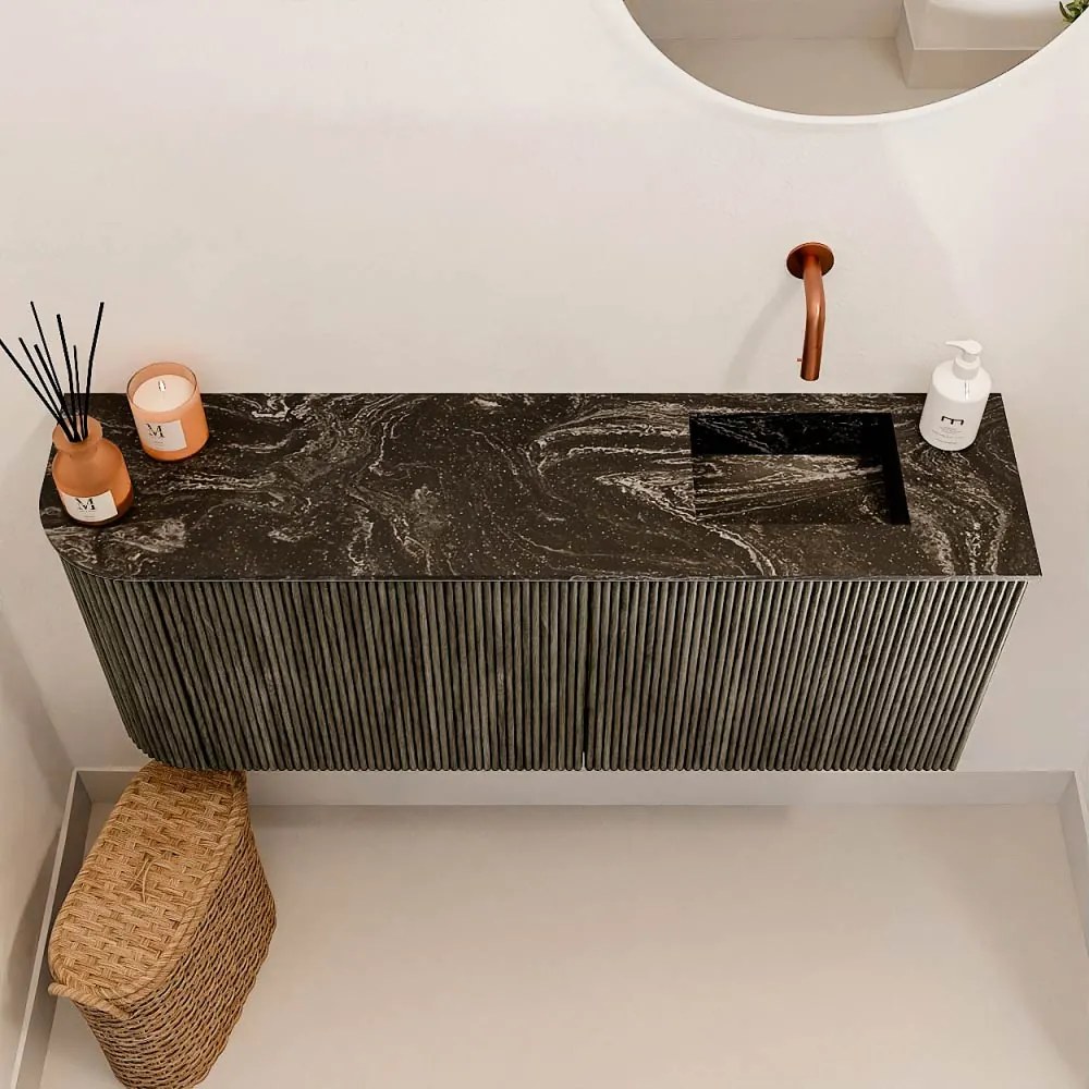Mondiaz Joya DLux 100cm toiletmeubel ronding links shadow met wastafel faye rechts zonder kraangat lava