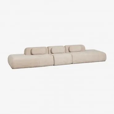 3-delige Modulaire Bank Met Dubbele Chaise Longue In Vacuüm Verpakte Chenille Merida Chenille Dik Tapiocabeige - Sklum