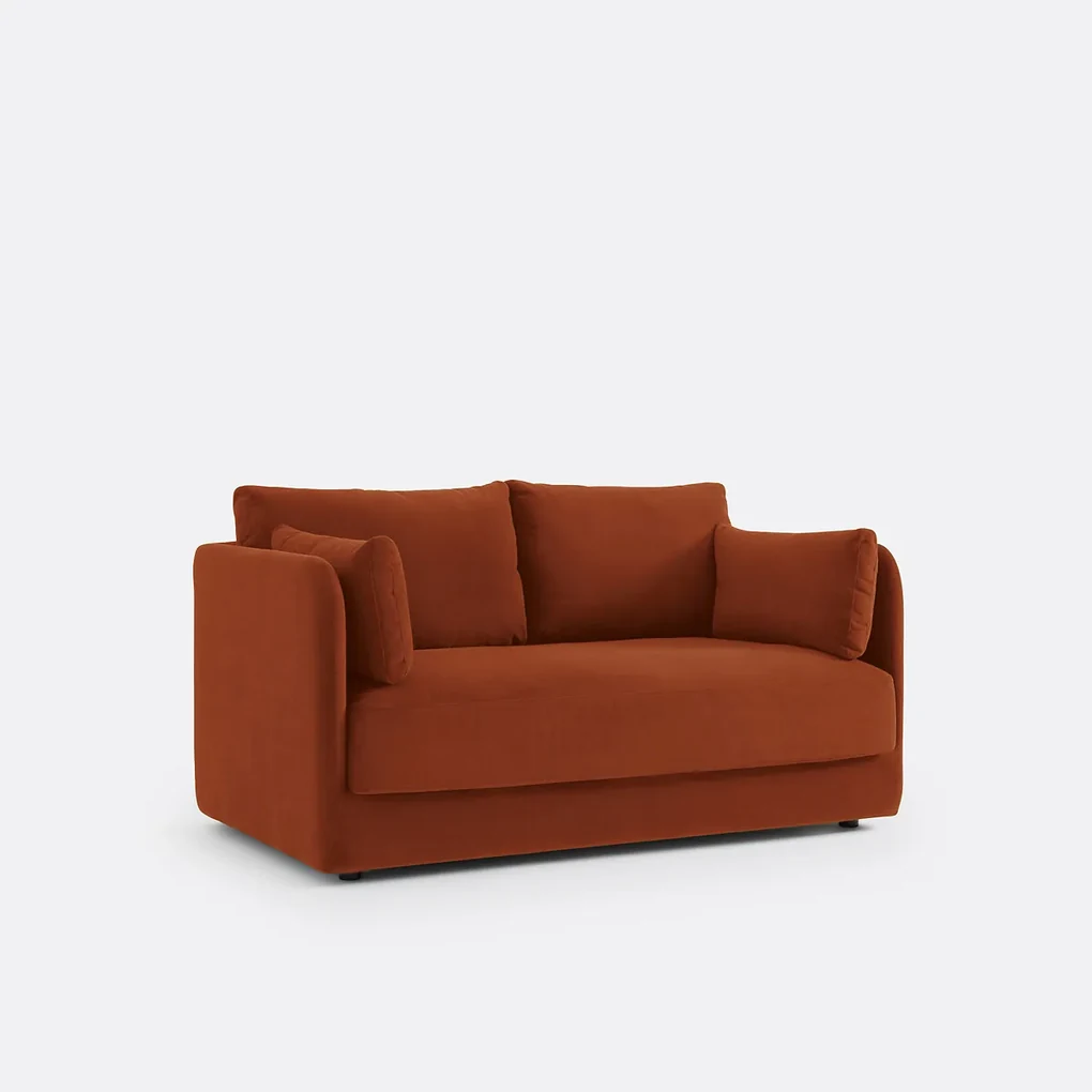 Sofa, compacte 2-zit, fluweel, Carmel