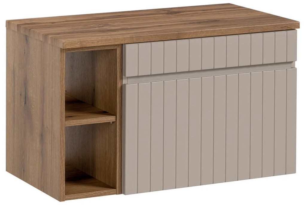 Comad Iconic Cashmere badkamermeubel 80cm met open kast en toppaneel taupe