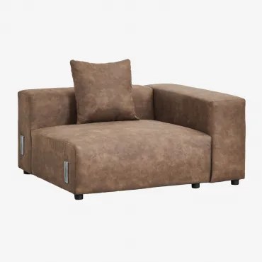Rechter Hoekmodule 135x113 Cm Met Hoge Armleuning En Kussen Voor Modulaire Bank Bruna Bruin Koffie Suède - Sklum