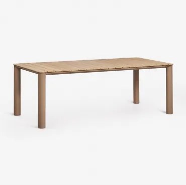 Rechthoekige Tuintafel Van Aluminium En Teakhout Sirka Moka Bruin & 220 X 100 Cm - Sklum