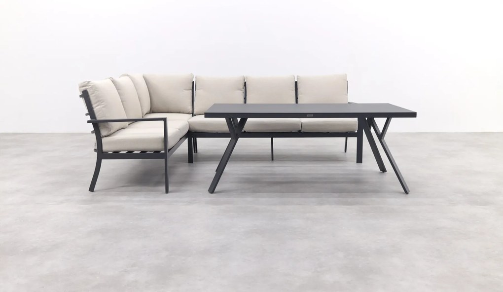 Sergio lounge dining set met stoel - Carbon/Desert - 3-delig links