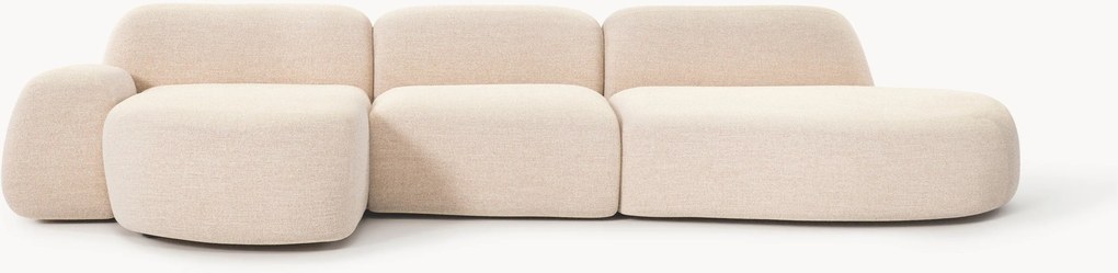Modulaire bouclé hoekbank Wolke (4-zits) met chaise longue