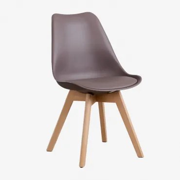 Set Van 4 Nordic Eetkamerstoelen Grijs – Taupe - Sklum