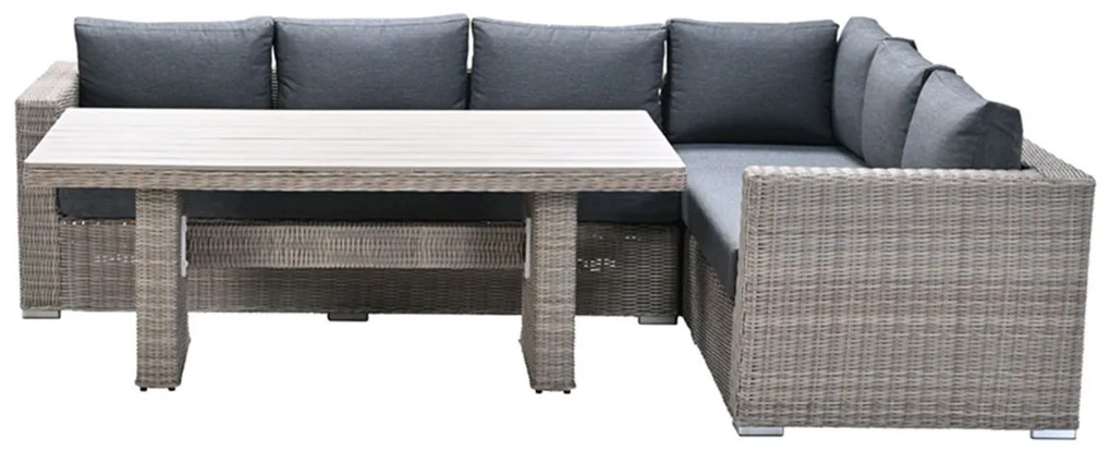 Garden Impressions Tennessee lounge dining set rechts 3-delig vintage willow - texfiber