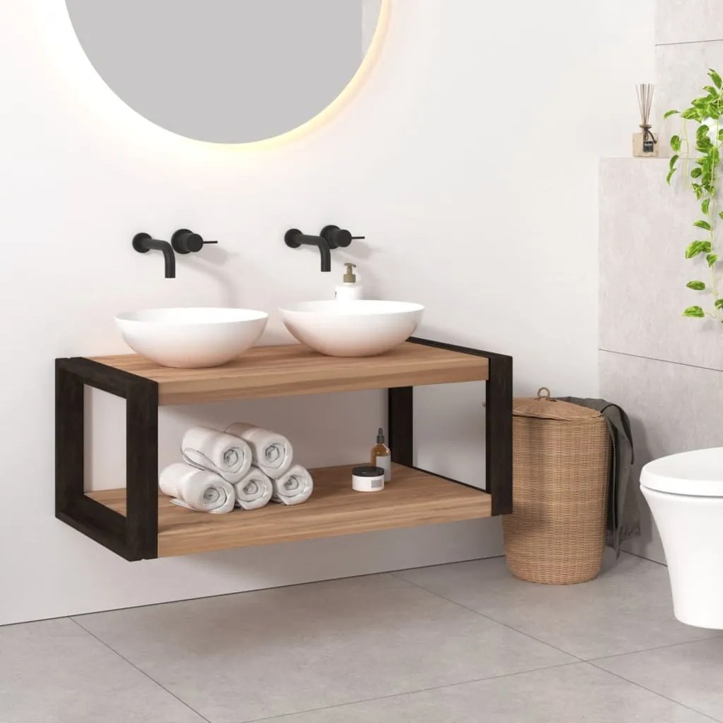 vidaXL Badkamerkast 90x45x35 cm massief teakhout