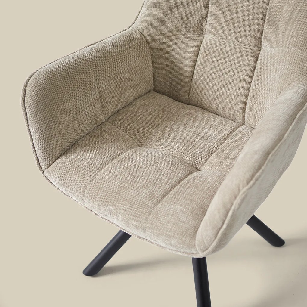 Beige Eetkamerstoel Met Stiksels