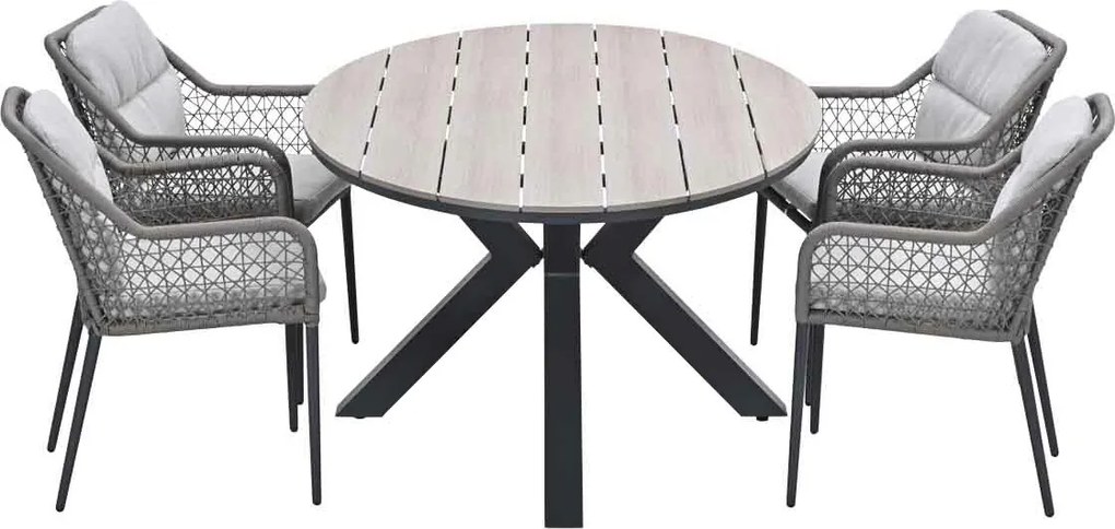 Garden Impressions Pemba tuinset 5-delig - Tulli tuintafel 180x115 cm - light teak vironwood